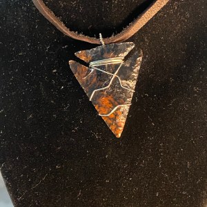 Triple flow obsidian arrowhead necklace