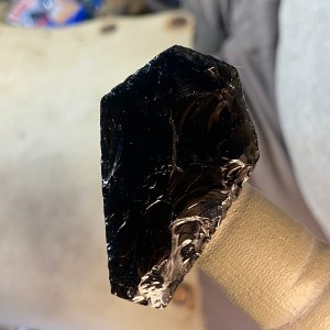 Flint Knapped Black Obsidian Coffin