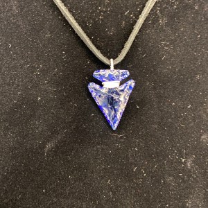 Small blue glass arrowhead necklace